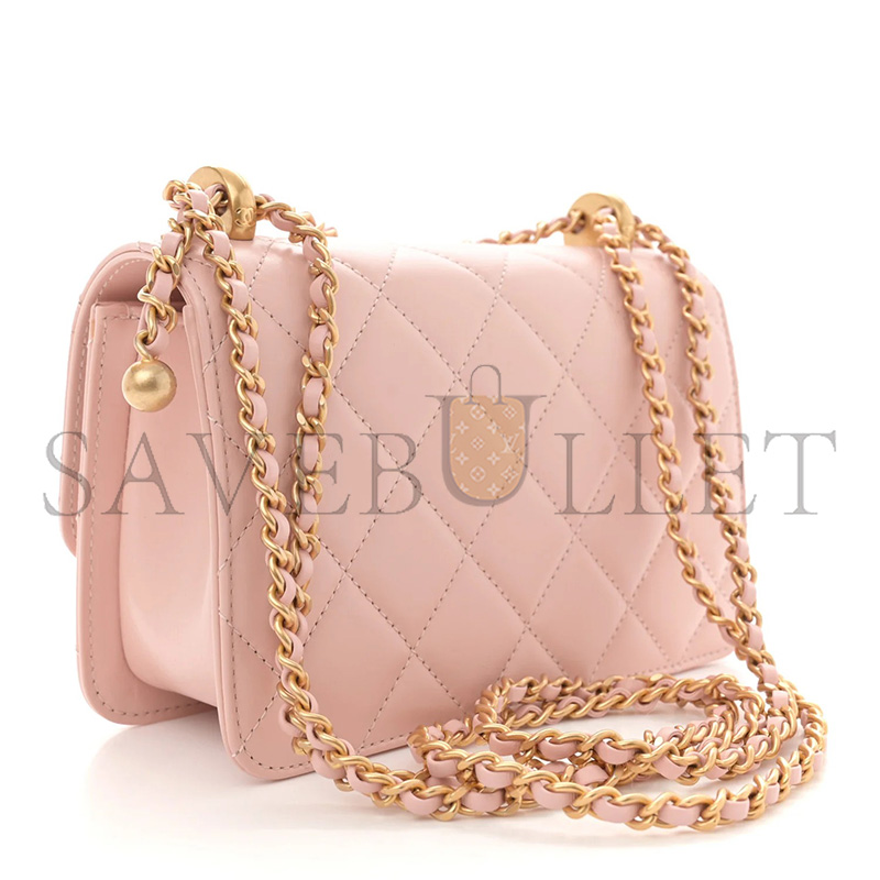 CHANEL MASTER CALFSKIN QUILTED MINI PERFECT FIT FLAP LIGHT PINK AS2615 (19*12*8cm)